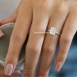 2CT Elongated Cushion Cut Moissanite Ring